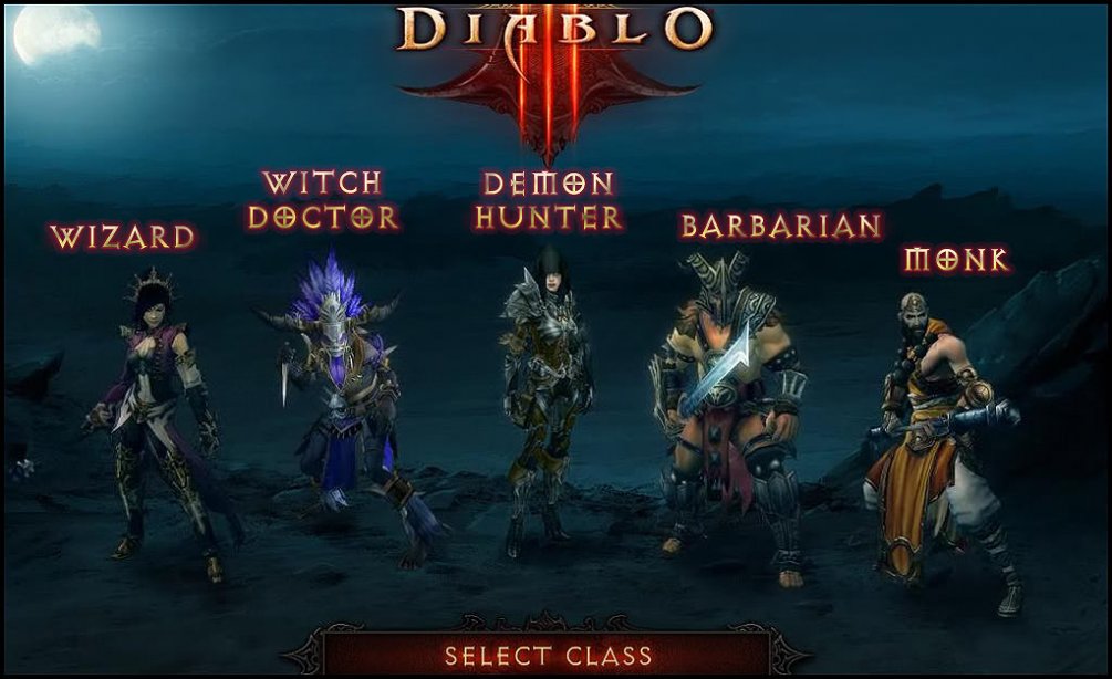 Diablo III class select screen